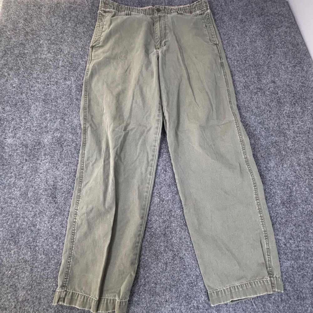Old Navy VTG Khakis Mens 34x32 Green Canvas Chino Pants Straight Rugged *Flaw